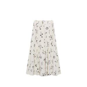 ZARA EMBROIDERED LINEN BLEND SKIRT ECRU SIZE XXL | 2731/093